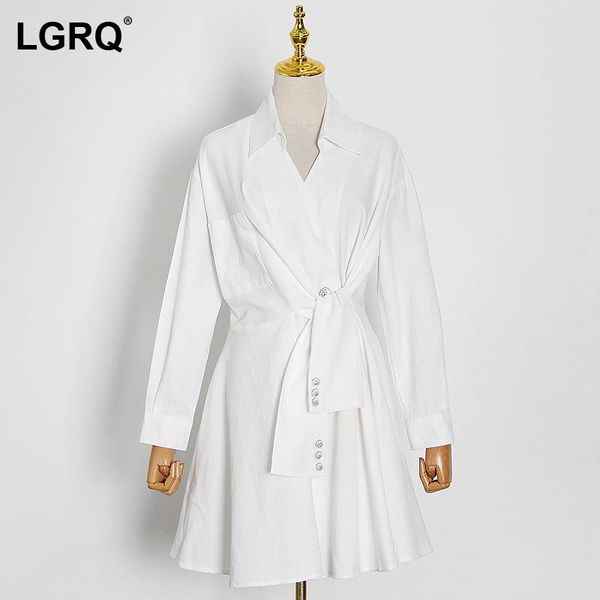 

women's suits & blazers [lgrq] women white bandage blazer arrival notched neck long sleeve fit jacket fashion tide autumn winter 2021 1, White;black