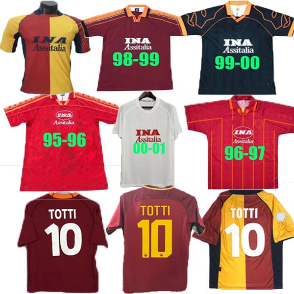 

95 96 97 98 99 10 roma retro soccer jersey 00 01 02 totti classic batistuta candela football shirt vintage 2002 maglia da nakata 88 89 90 91, Black;yellow