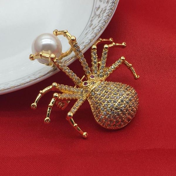 

pins, brooches zircon brooch jewelry unique spider micro inlay cubic zirconia fashion cz ms crystal wedding party, Gray