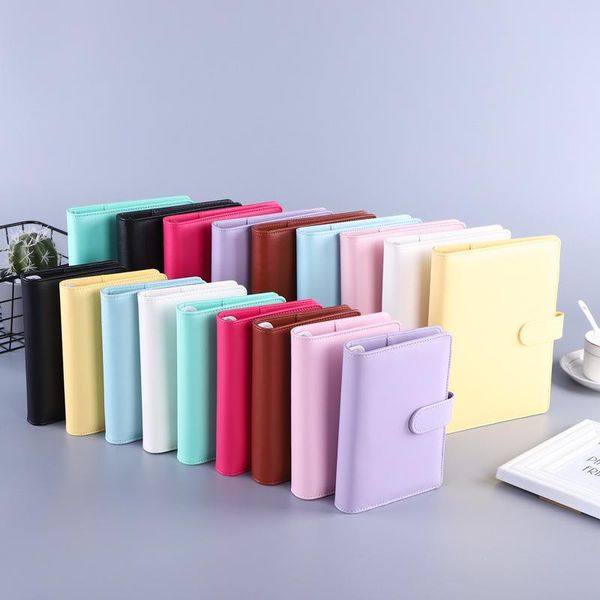 

notepads macaroon color a6/a5 pu leather diy binder notebook cover diary agenda planner school stationery, Purple;pink
