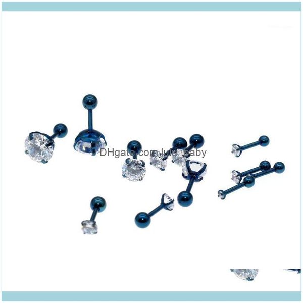 

stud jewelrystud needle 1.2x6mm stainless steel screwback zircon earrings blue ip plating no easy fade allergy 1 drop delivery 2021 ln4yz, Golden;silver