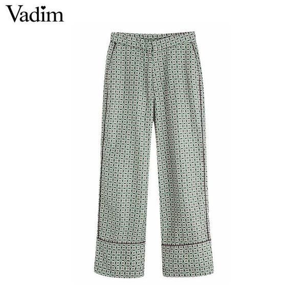 

women's pants & capris vadim women fashion print wide leg elastic waist pockets pajamas style female cozy casual trousers pantalones kb, Black;white