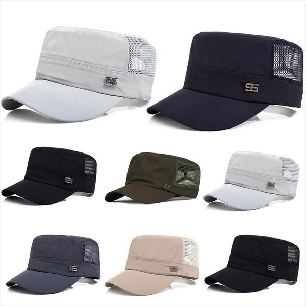 

summer men baseball caps women breathable mesh snapback hats mens trucker cap, Blue;gray