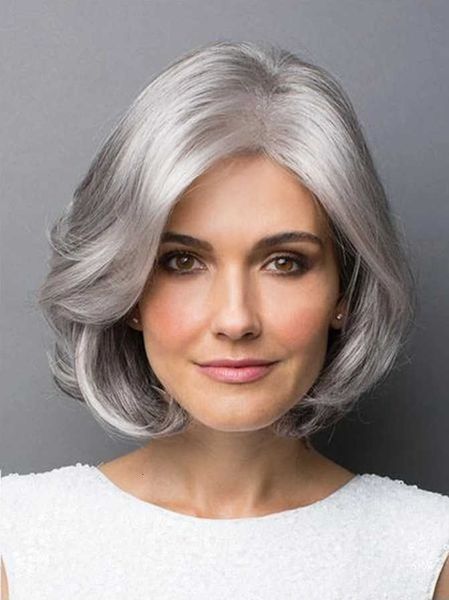 

bobble wig women's short hair medium sier gray chemical fiber headgear wigs, Black