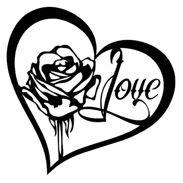 

15.5x15.5cm rose heart love vinyl decal sticker car window car-styling accessories