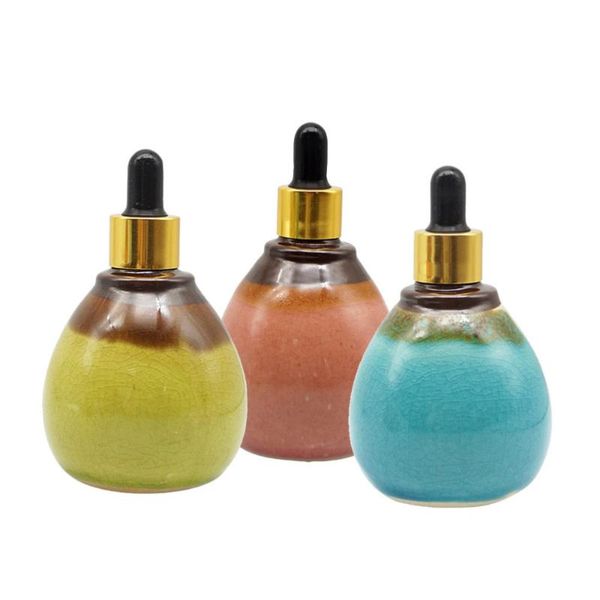 

storage bottles & jars 3pcs 50ml refillable essential oil dropper ceramic bottle