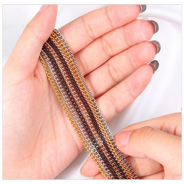 

chains 3mm 4mm 5mm 304 stainless steel curb cuban link twisted chain necklace for men women basic punk vintage jewwlry statement gifts, Silver