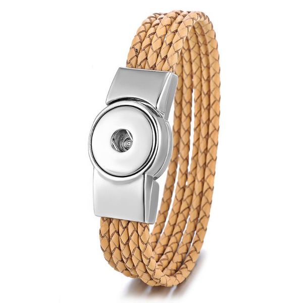 

charm bracelets vocheng ginger snaps jewelry 18mm 10 colors braided leather bracelet magnet clasp nn-525, Golden;silver