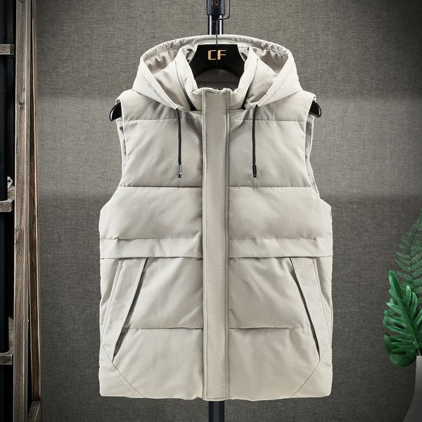 

Men's Vests Mens Jacket Sleeveless Vest Winter Fashion Casual Coats Male Cotton-Padded Outwear Thicken Waistcoats Windproof 65AD, Black;white