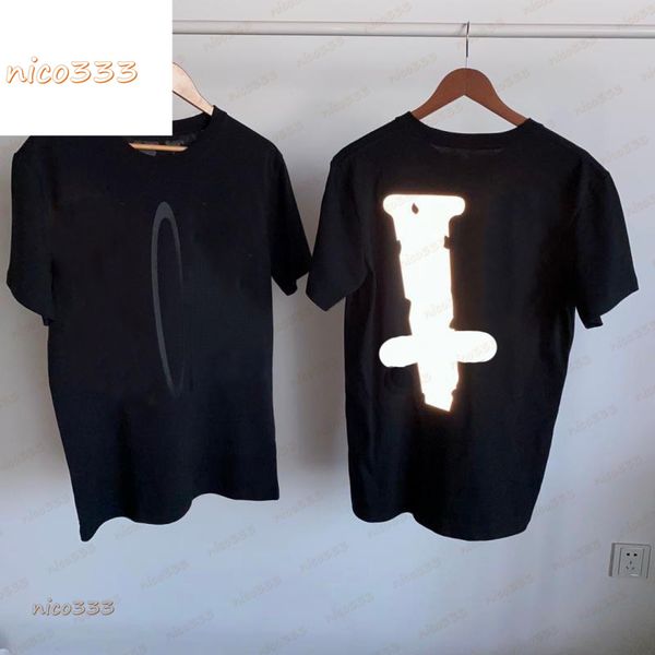 

nico produced independlone new york limited letter pattern printing 3m reflective short-sleeved t-shirt tee mens and womens casual size s-2x, White;black