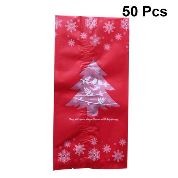 

50pcs candy bags christmas tree snowflake pattern cookie bag flat pocket snack gift biscuits packing creative wrap