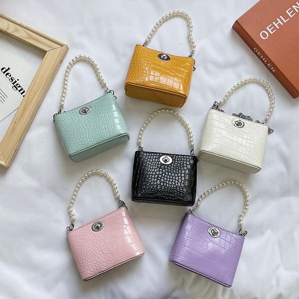 

kids purses and handbags 2021 cute mini crossbody little girl small coin pouch girls pearl wallet hand bags tote purse, White