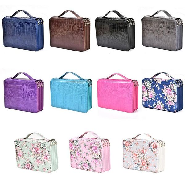 

portable 4th floor pencil case pu leather box colorful organized large capacity convinient art supplies 050043 cases