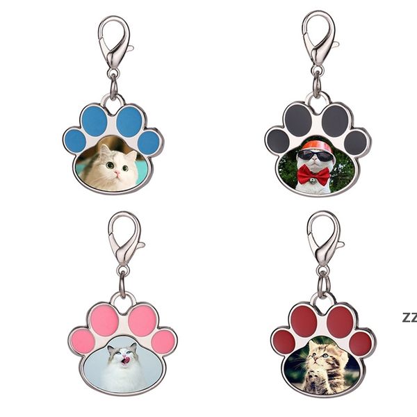 

4 colors sublimation blank keychain pendant creative cat paw shape keychains heat transfer key chain diy pet keyring hwf8477, Silver