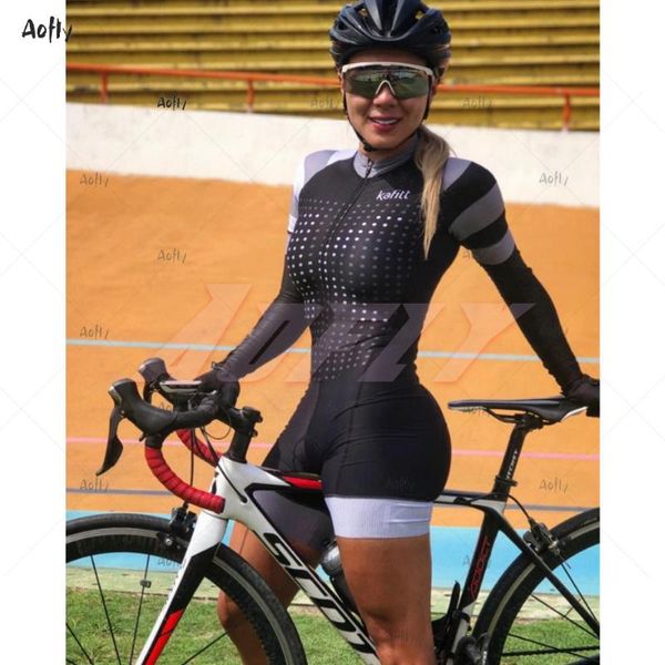 

racing sets 2021 kafiwomen's black triathlon short cycling jersey skinsuit macaquinho ciclismo feminino bicycle clothing jumpsuit, Black;blue