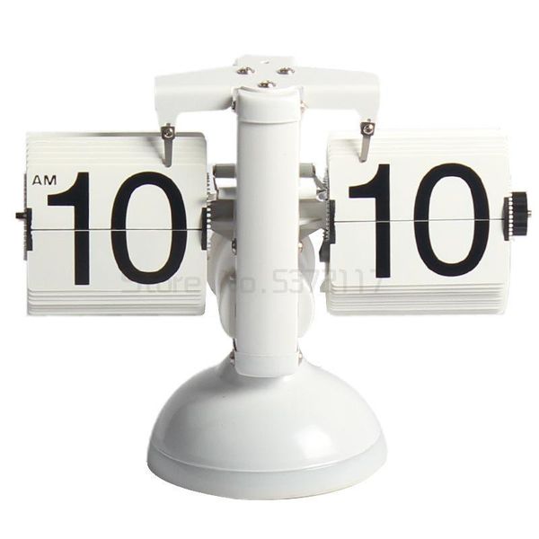 

desk & table clocks small scale clock retro flip over stainless steel internal gear operated quartz home decoration