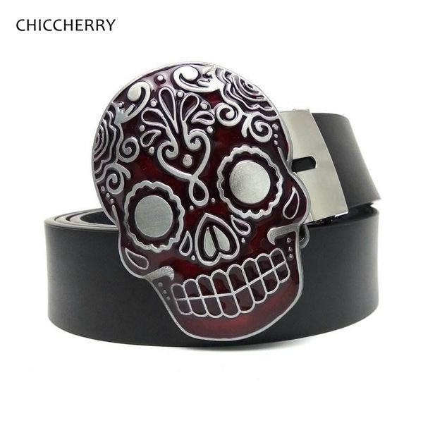 

punk rock mexican skull big metal buckle mens belts western cowboy cinto masculino ceinture homme erkek kemer male accessories, Black;brown