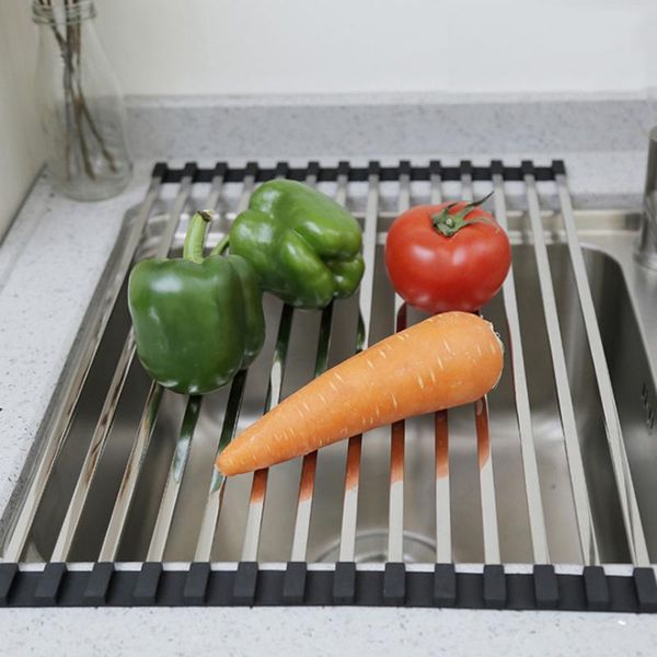 

dish drying rack multi-use kitchen over sink foldable fruit vegetable meat organizer tray drainer 2021 storage & organization