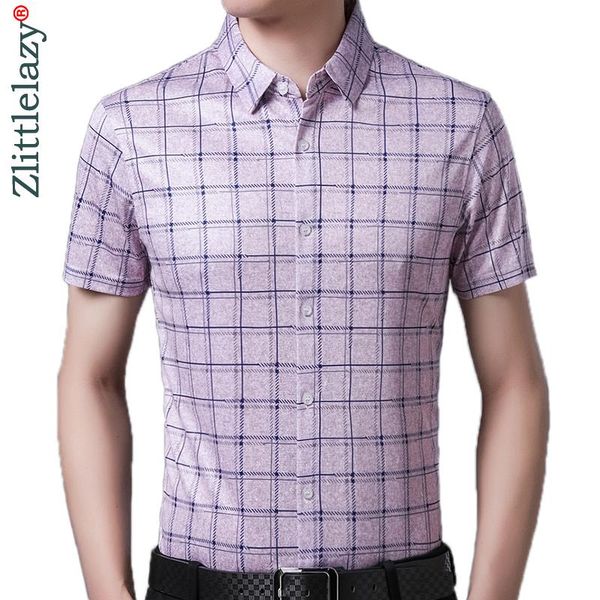 

men's casual shirts 2021 brand short sleeve men social shirt summer streetwear plaid dress mens slim regular fit clothes fashions 5242, White;black