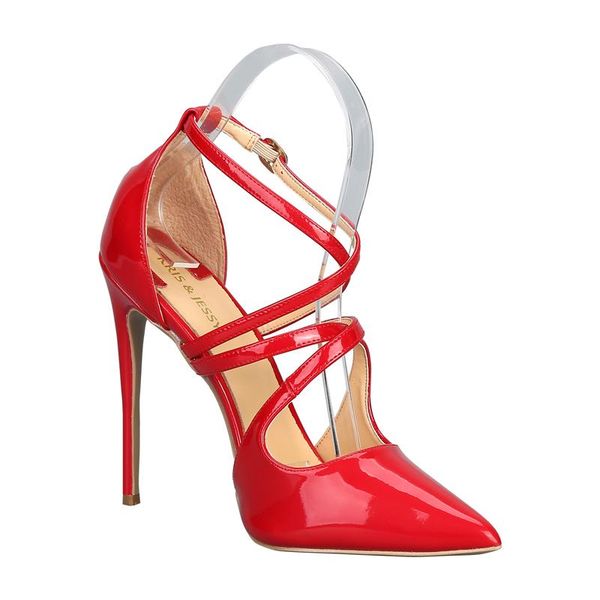 

dress shoes personal tailor 90 colors patent leather cross tied woman pumps thin high heels sweet pointed toe lady party, Black