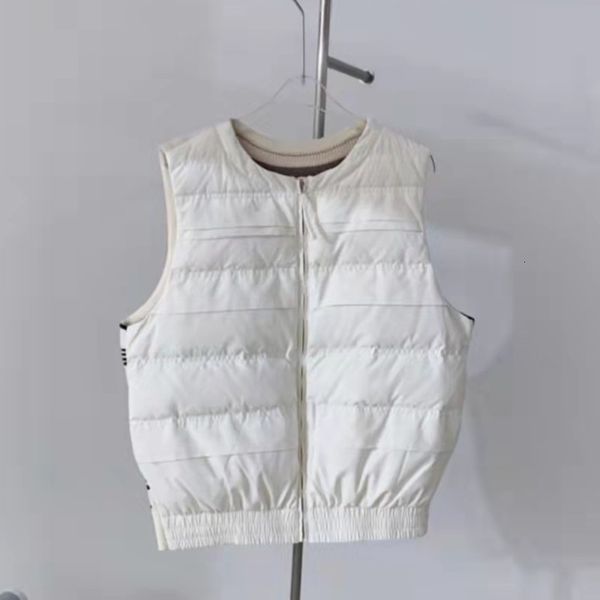 

vests [yante] vt women's korean knitting stitched round neck sleevels zipper et 90 white duck down, Black;white