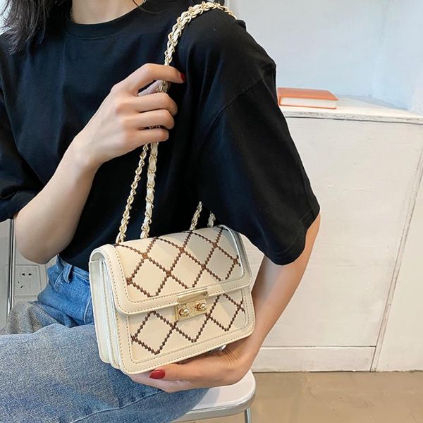 

evening bags fashion lingge embroidery design shoulder crossbody for women 2021 purses and handbags luxury designer sac a main chain