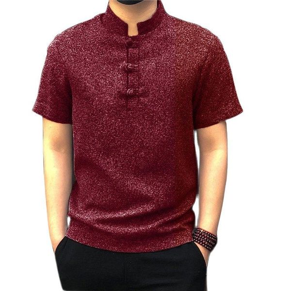 

men's casual shirts cw chinese style men dress shirt stand collar short sleeve social vintage tunic camisa masculina 2021, White;black