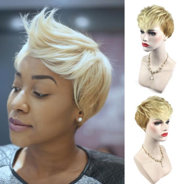 

synthetic wigs ombre blonde wig short pixie for black white women daily fake hair with bangs