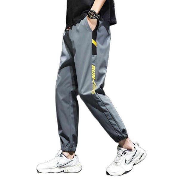 

loose and versatile casual korean men's sports pants spring summer japanese style hiking checked fashion incerun, Black