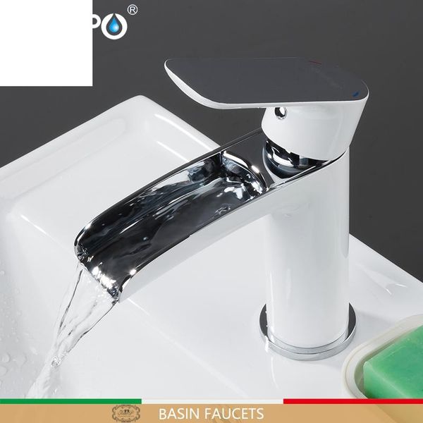 

basin faucet white chrome waterfall tap washbasin bath faucets brass mixer bathroom sink water