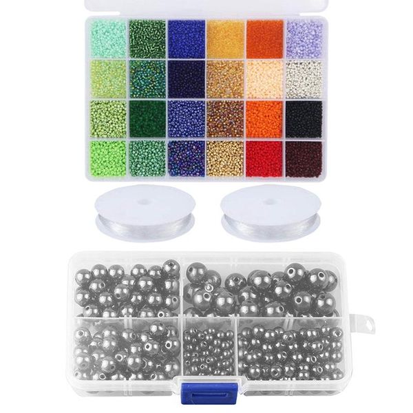 

other 14400x millet beads alphabet bead & 1set 4mm 6mm 8mm black gallstone glass pearl round imitation loose