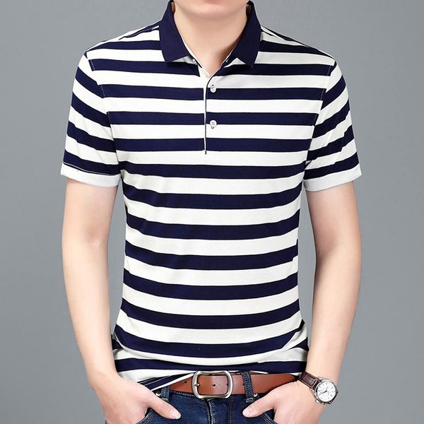 

men's t-shirts summer s striped polo short sleeve new fashion lapel cotton smart casual icky, White;black