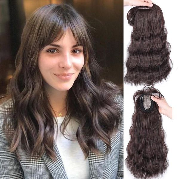 

synthetic wigs xnaira hair with bangs natural false fake clip in women black brown heat resistant fiber