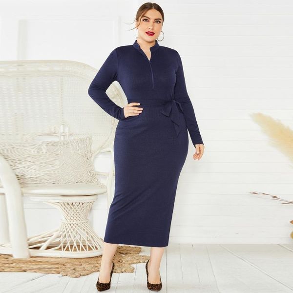 

casual dresses fashion women plus size solid long sleeve zipper knited dressfashion girls woman autumn, Black;gray