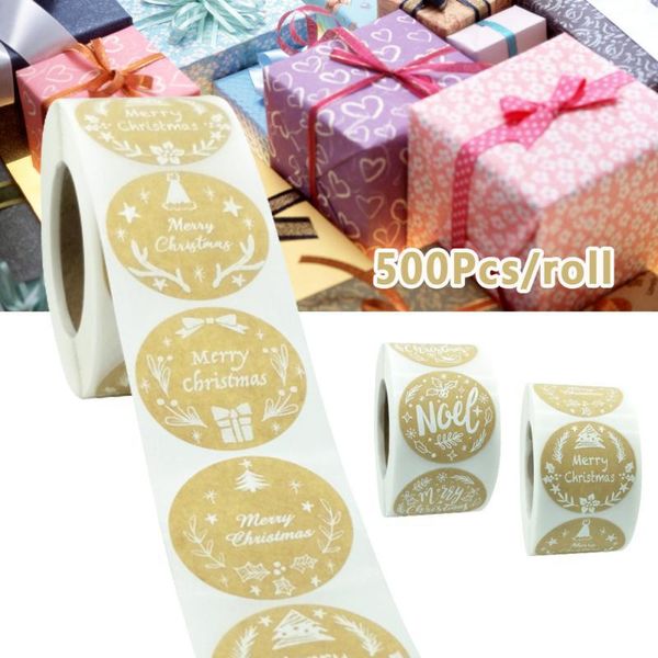 

gift wrap 500pcs merry christmas stickers kraft paper decorative wrapping box label baking tags