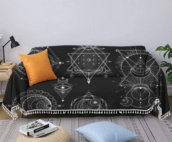 

chair covers sofa towel slipcovers cotton and linen weaving tassel soft non-slip decoration blanket background furniture protector