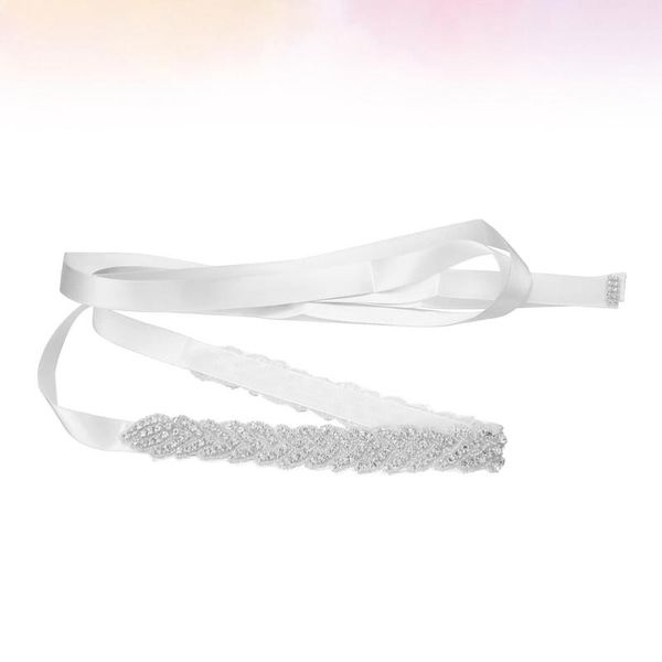 

wedding sashes hand sewing crystal dress belt beautiful bridal accessory creative waistband (silver), White