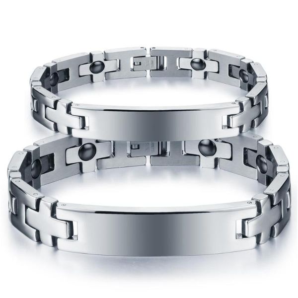 

link, chain fashion stainless steel magnetic bracelet for lovers energy aristocratic health jewelry power, Black