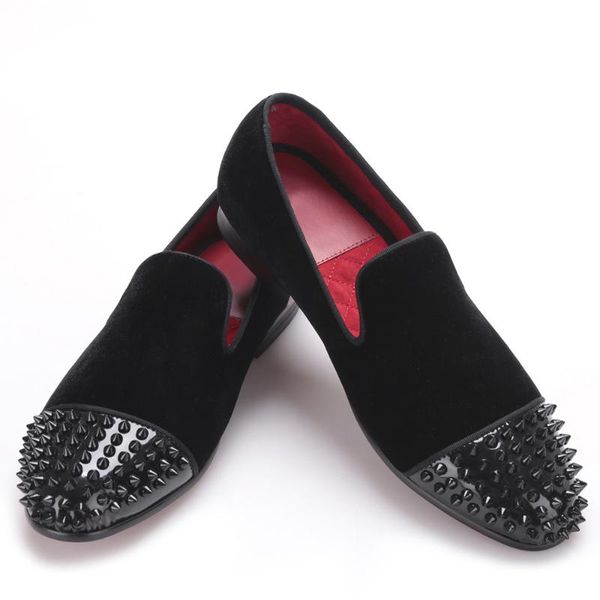 

dress shoes black velvet rivets men's fashion zapatos hombre mens