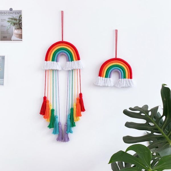 

decorative objects & figurines colorful woven rainbow wall hanging decoration kids room living bedroom pendant home decor supplies