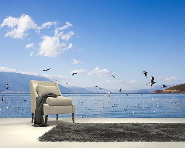

wallpapers papel de parede flying seagull sea landscape 3d wallpaper mural,living room bedroom kithen bathroom wall papers home decor