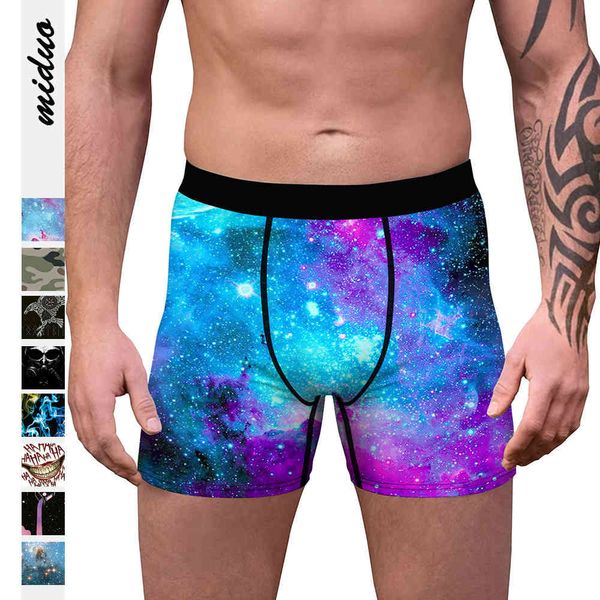 

men's underpants starry sky digital printing comfortable and breathable stretch boxers sterile medium waist soft underpants, Black;white