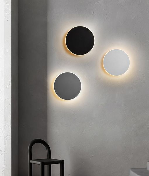 

led wall lamp modern touch induction round bedroom home art decoration three-color surface mounted background
