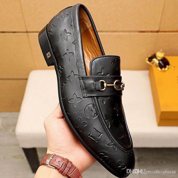 

l5 iduzi formal dress shoes for gentle brands men genuine leather shoes pointed toe mens designer business oxfords casual shoes, Black