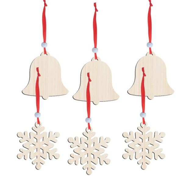 

christmas decorations wood chip decoration pendant diy handmade home crafts creative bell snowflake tree