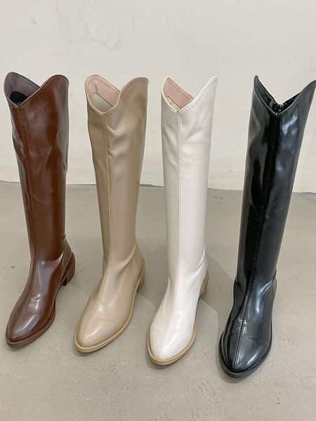 

boots zipper women's rubber shoes clogs platform boots-women thigh high heels rain med ladies cowboy 2021 autumn, Black