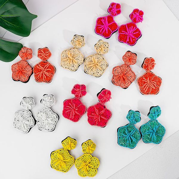 

dangle & chandelier aensoa 2021 unusual earrings handmade flower beads women vintage drop earring statement party jewelry pendant, Silver