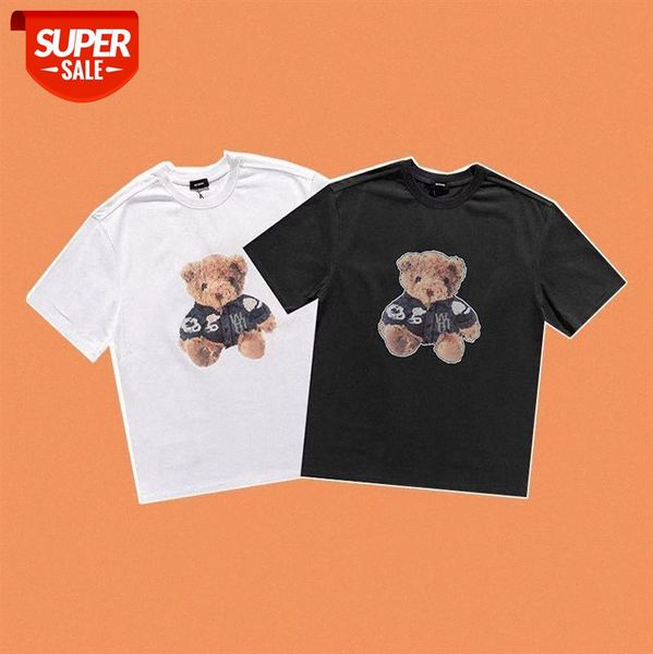 

reflective plush bear round neck pullover short sleeve one piece wholesale #2f5e, White;black