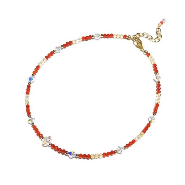 

lii ji sparkling mini stone with austrian crystal 14k gold filled anklet bracelet for women girl jewelry, Red;blue