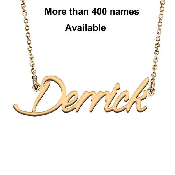 

chains cursive initial letters name necklace for derrick birthday party christmas year graduation wedding valentine day gift, Silver